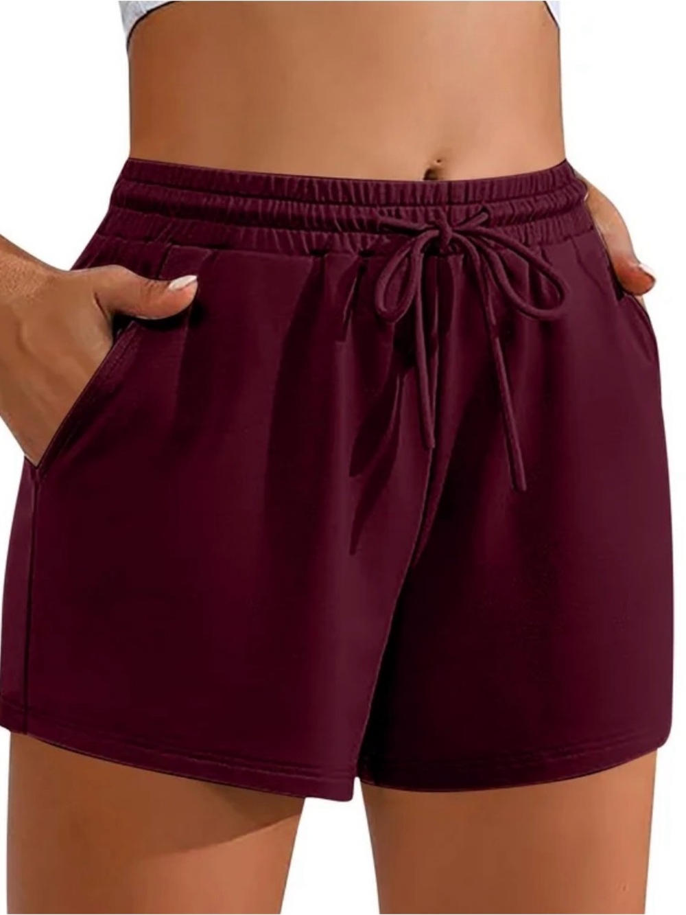 PINK Victoria's Secret Burgundy Knit Drawstring Lounge Shorts size M